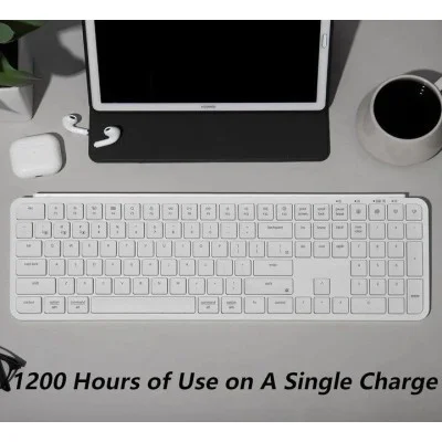 KeyChron B6 Pro Full-Size Ultra-Slim Wireless ZMK Custom Keyboard for Win Mac - White Arabic